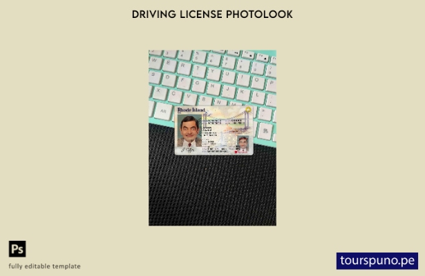 listo para imprimir plantilla FRONTAL de aspecto fotográfico DL de Rhode Island 